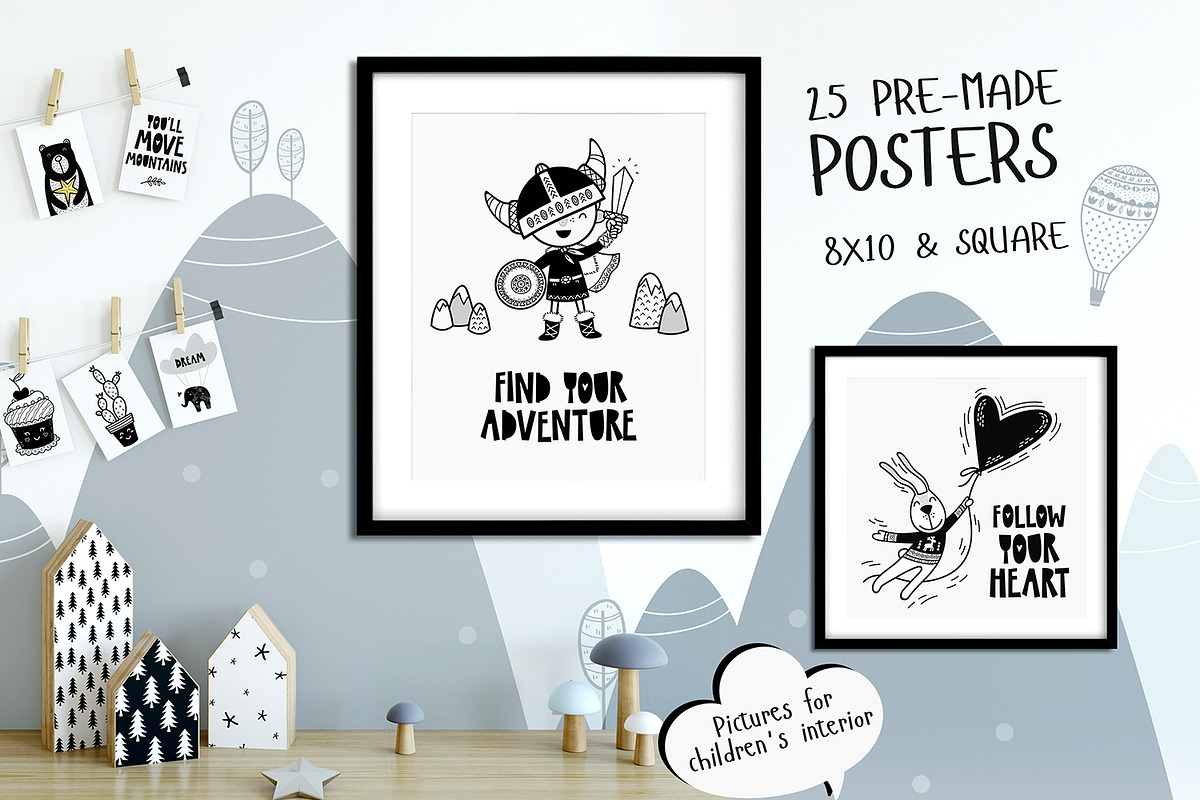 Cute Kids Scandinavian Set, an Animal Illustration by KAZUKA (Photo 5 of 10)