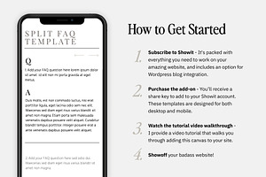 Split FAQ Showit Template Canvas