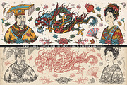 China old school tattoo, a Background Graphic by intueri (Thumbnail 2 of 7)