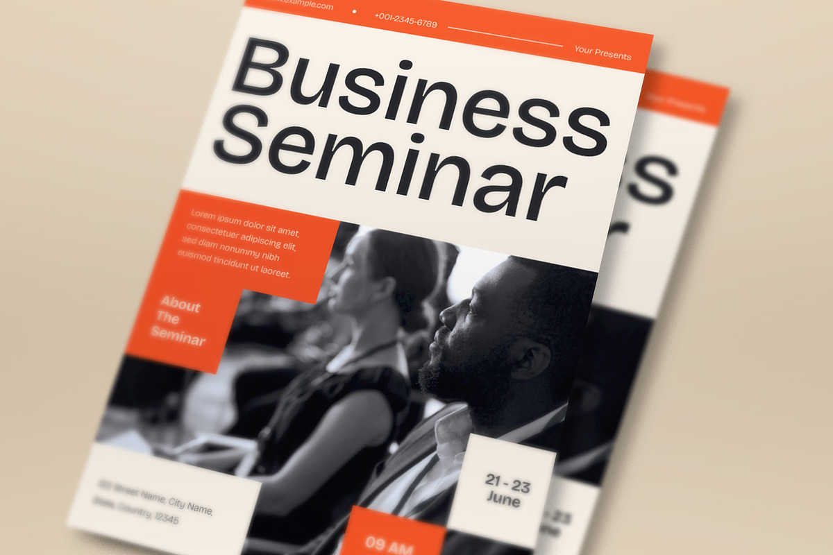 Orange Business Seminar Flyer Set, a Flyer Template by graphicook (Photo 2 of 3)