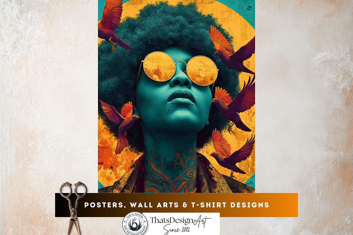 Afro Surreal Printable Digital Paper, a Decorative Illustration by ThatsDesignArt (Photo 8 of 16)