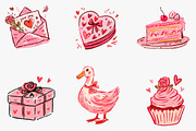hand drawn valentines clipart, an Illustration by CreationArt (Thumbnail 2 of 5)