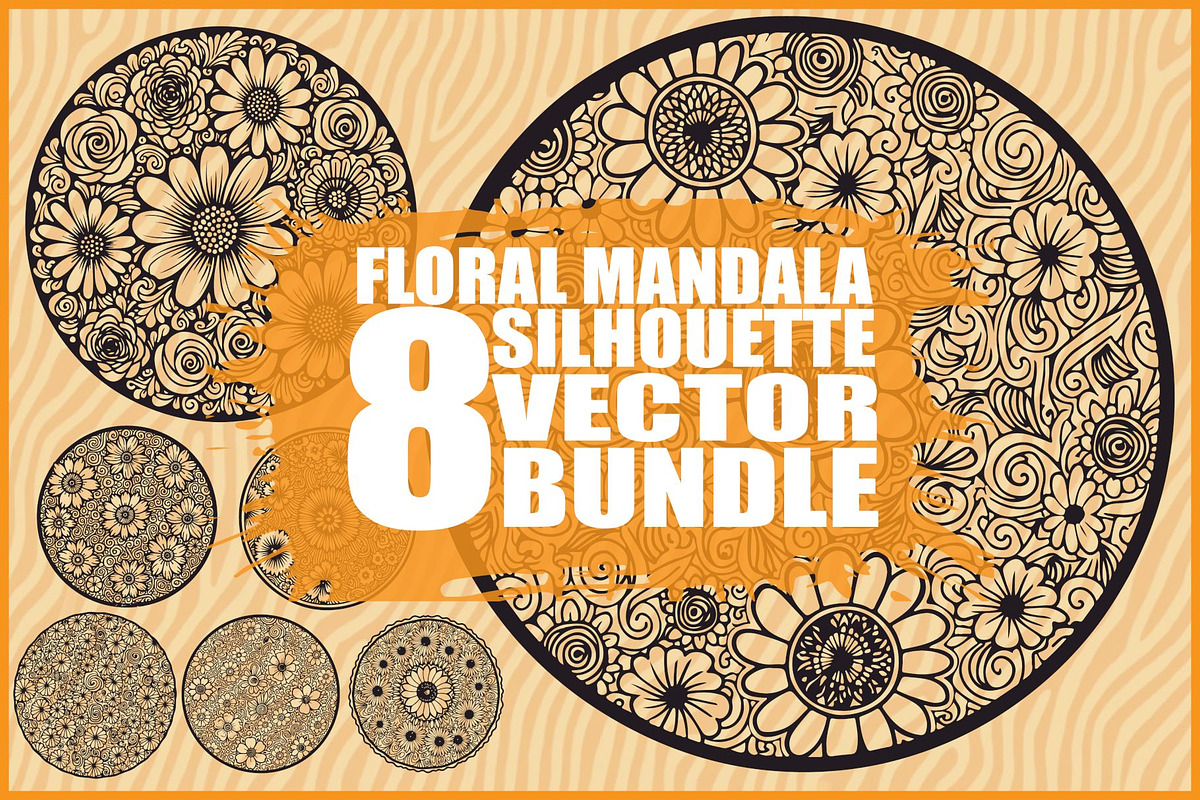 Laser Cut Floral Mandala Bundle, an Illustration by Gfx_Store (Photo 1 of 9)