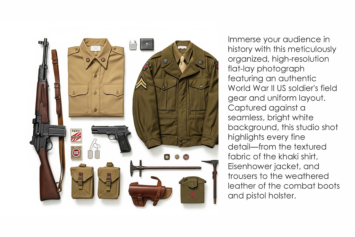 Vintage WWII Military Uniform Gear, an Object Illustration by StockVerse Creative (Photo 2 of 3)