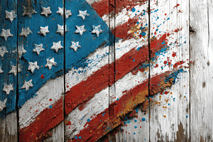 Rustic painted American flag on wood for Fourth of July, a Holiday Photo by José Manuel Gelpi