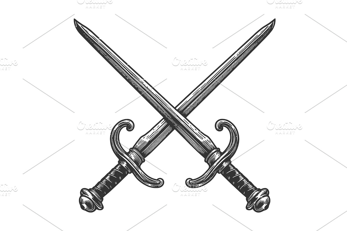 Crossed swords ornate handles, an Illustration by AlexArt