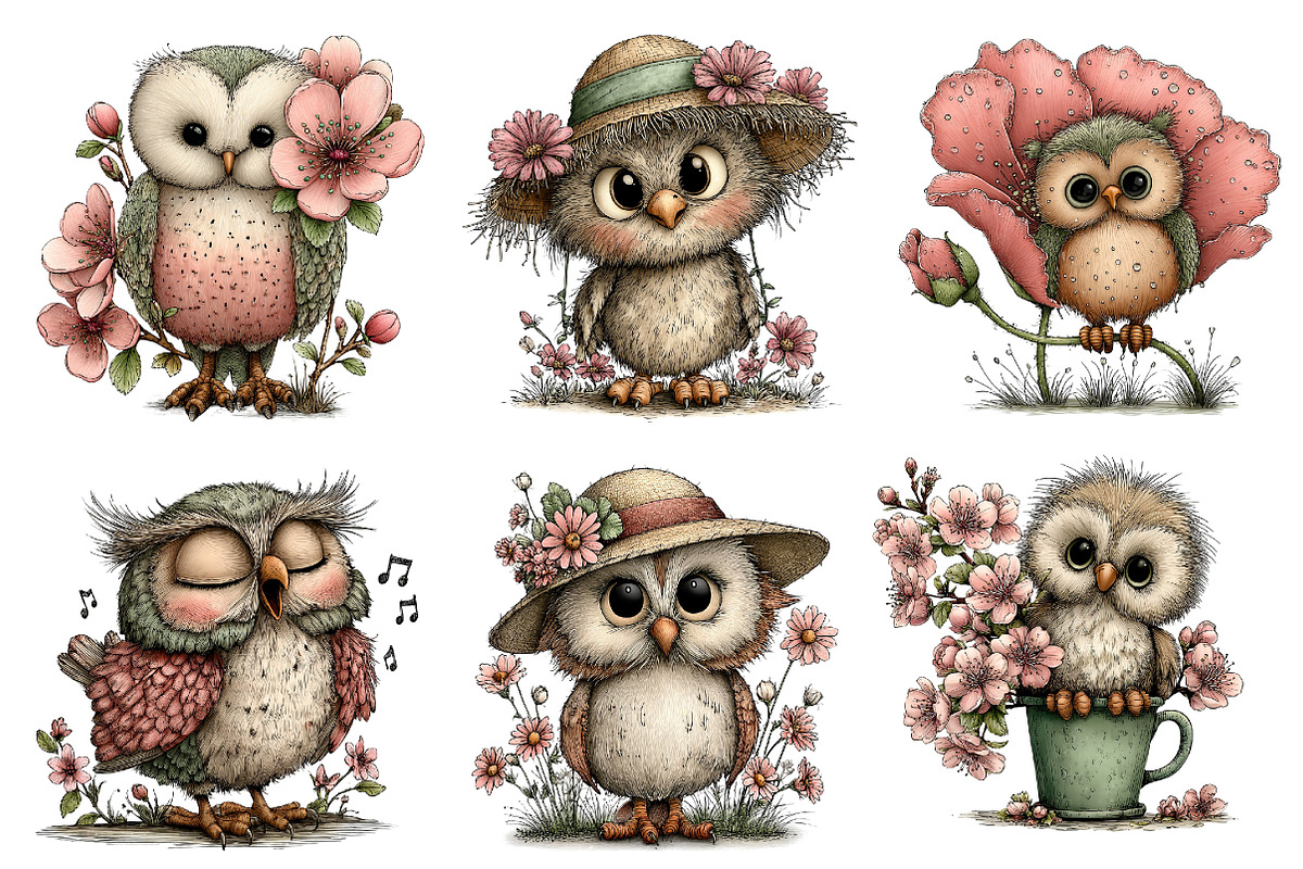 Whimsical Spring Owl Clipart, an Illustration by Dream Creation (Photo 6 of 7)