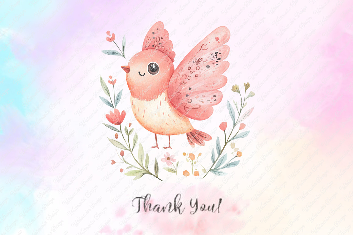 Watercolor Whimsical Birds Clipart, an Illustration by Watercolor design (Photo 10 of 11)