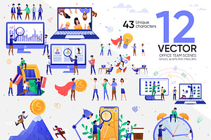 Office Team Vector Scenes