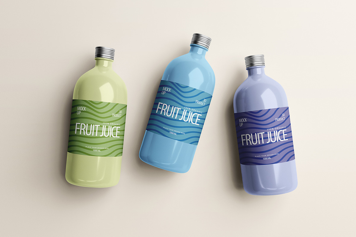 1-Liter Glass Bottle Mockup Set, a Cups & Container Mockup by Mirachma Project (Photo 7 of 9)