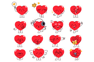 Emotional anthropomorphic hearts set, an Object Illustration by Elegant Solution