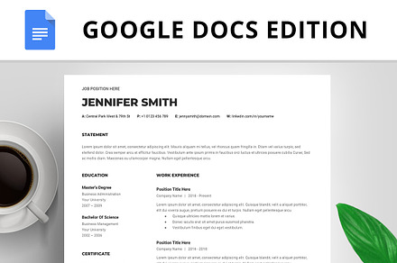 Resume Template, CV, Google Docs