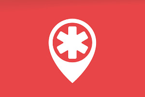 Ambulance And Map Pointer Logo