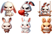 Watercolor Funny Grumpy Bunny PNG, an Illustration by CraftArtStudio (Thumbnail 2 of 5)