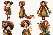 Whimsical Quirky Girl Clipart Bundle, a Person Illustration by BusyDaydesign (Thumbnail 2 of 9)