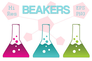 Science Beaker Icons, Clipart Vector
