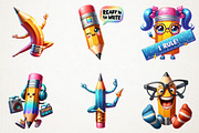 Back To School Funny Pencil Clipart, an Illustration by RobertsArt (Thumbnail 3 of 7)