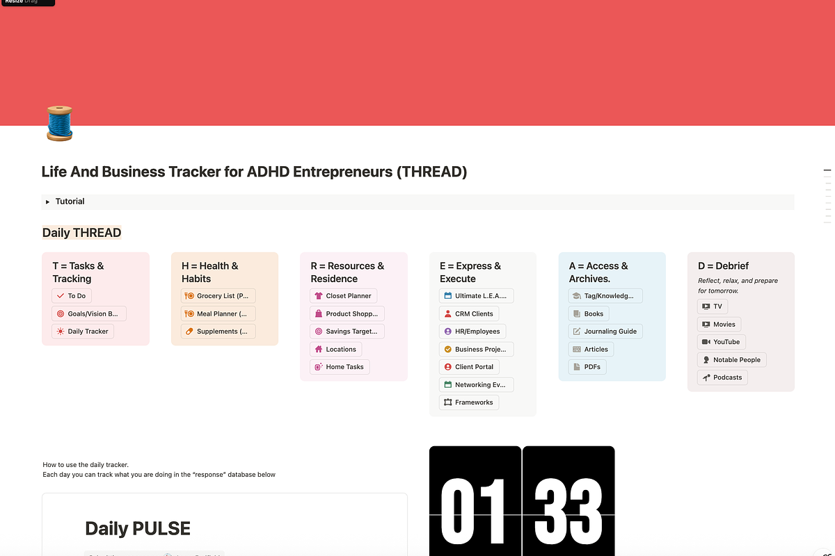 Life & Biz Tracker Notion Template, an App Template by Red Thread Studio (Photo 3 of 3)