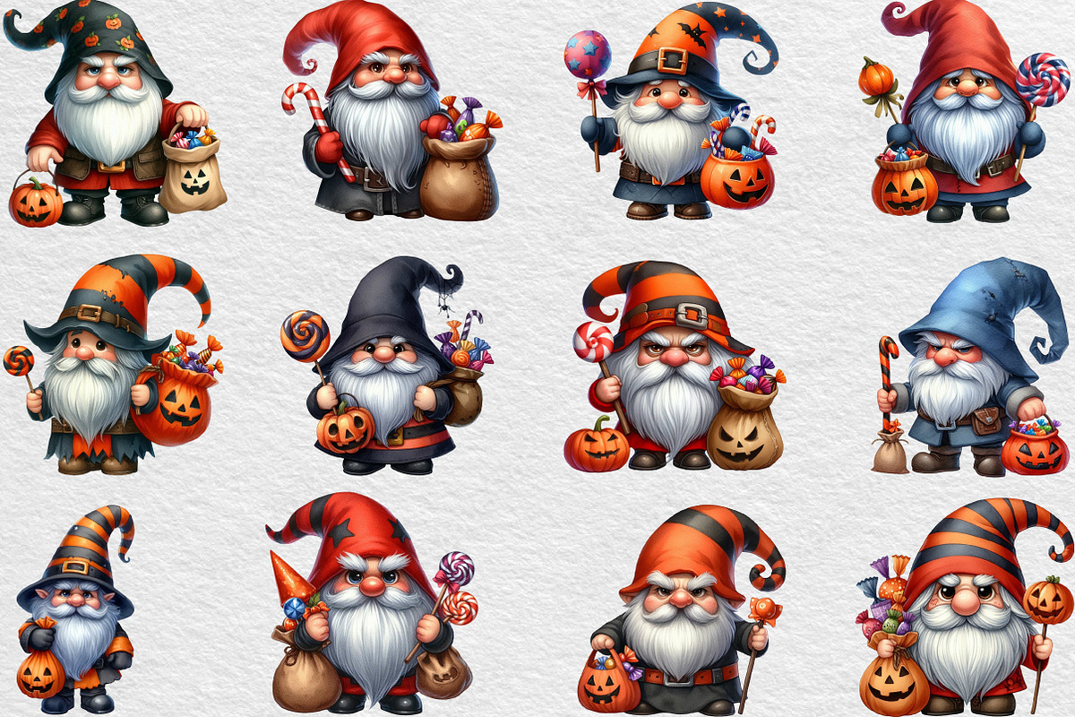 Halloween Gnome Clipart,Png Candy, an Illustration by Black Bird Studio (Photo 2 of 6)