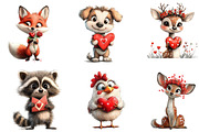 Valentine's Cute Animals Clipart, an Illustration by Dream Creation (Thumbnail 2 of 7)