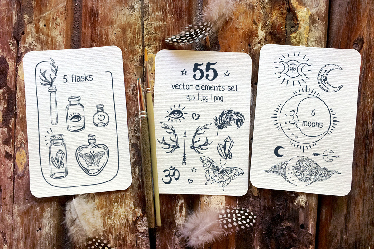 55 Boho Style Vector Set + Bonus, a Decorative Illustration by Varvara Gorbash (Photo 3 of 4)