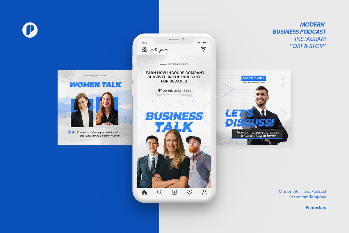 Modern Business Podcast Instagram, a Social Media Template by peterdraw (Photo 1 of 10)