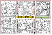 Cozy Friends Cute Comfy Coloring, a Wallpaper Graphic by shopcosm (Thumbnail 3 of 3)