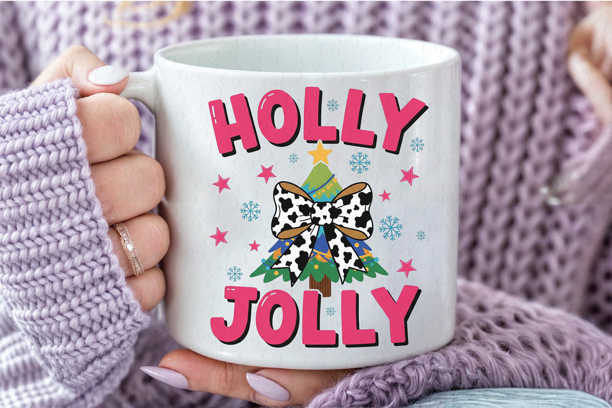 Colorful Glitter Holly Jolly Png, an Illustration by Craft Nest (Photo 4 of 6)
