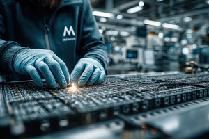 Gloved hands assembling intricate el, a Photo by Pixeness Studio