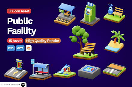 3D Public Fasility Icon, an Object 3D Model by SLAB! Design