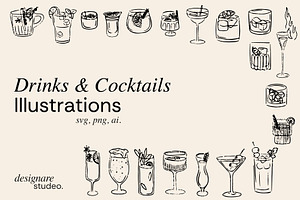 Drinks & Cocktails Illustrations, a Decorative Illustration by ginni illustrations