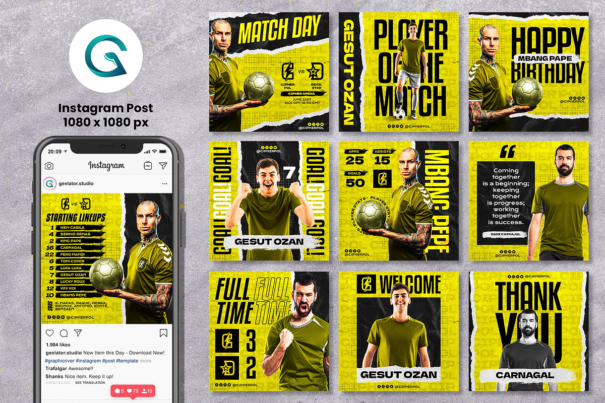 Soccer Social Media Pack Template, a Social Media Template by Geelator Studio (Photo 2 of 5)
