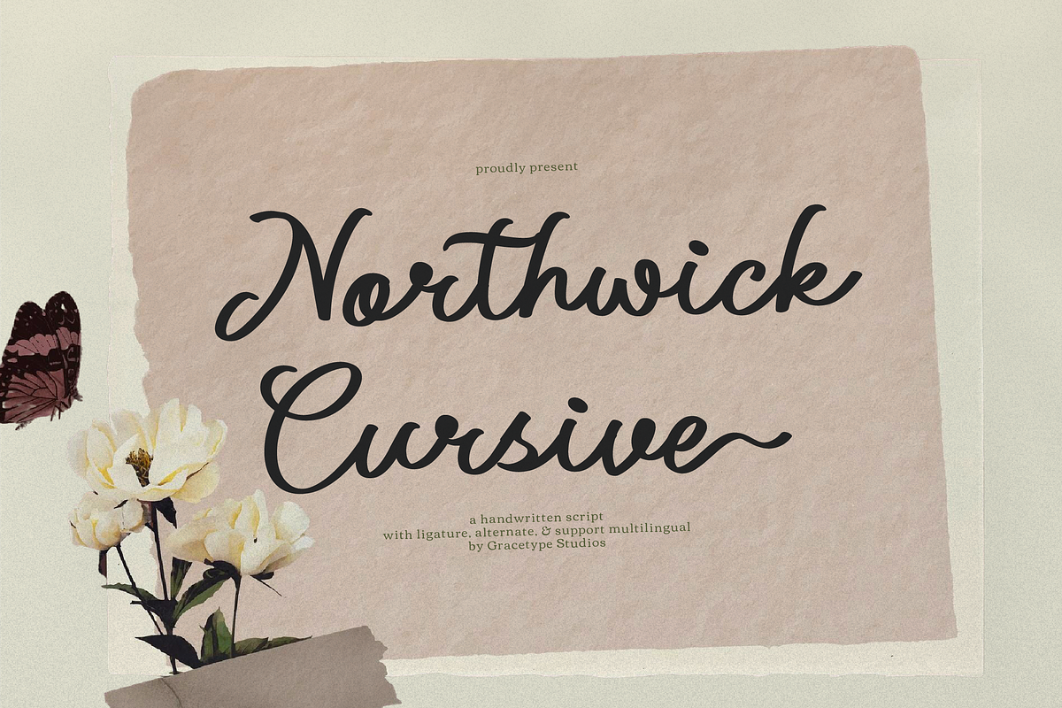 Northwick Cursive Handwritten Script, a Script Font by gracetype_studio (Photo 1 of 12)