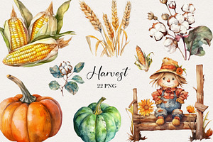 Autumn Harvest Clipart. AI, a Seasonal Illustration by BonbonnyDesigns