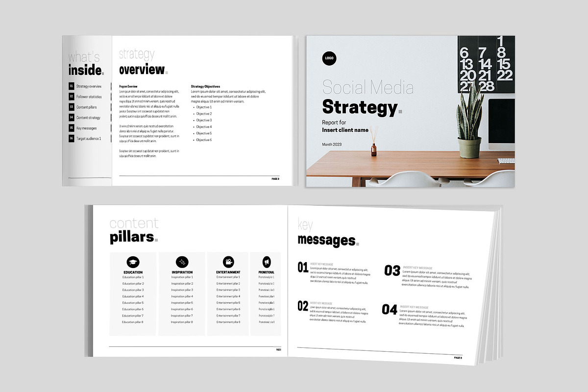 Black Social Media Strategy Template, a Presentation Template by InkBlue Templates (Photo 3 of 4)