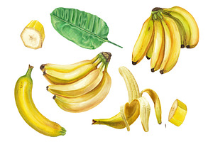 Watercolor banana set