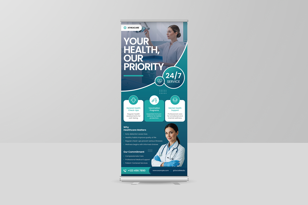 Healthcare Campaign Roll Up Banner, a Poster Template by Annora Studio (Photo 6 of 6)