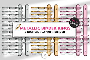 Binder Rings+Digital Planner Mockup