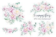 Pink and white watercolor flowers, a Card Template by Larisa Maslova (Thumbnail 4 of 12)