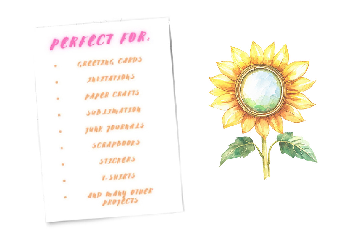 Sunflower Mother's Day Clipart, an Illustration by Watercolor design (Photo 5 of 12)