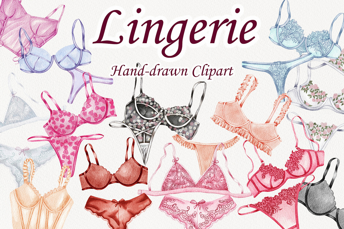 Lingerie Watercolor Collection, an Object Illustration by BarvArt (Photo 1 of 9)