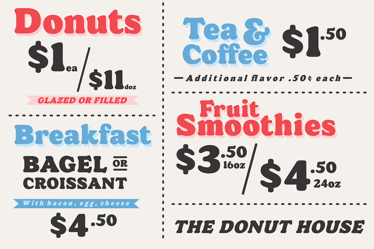Donut Shop - Retro Rounded Serif, a Serif Font by Surplus Type Co (Photo 6 of 8)