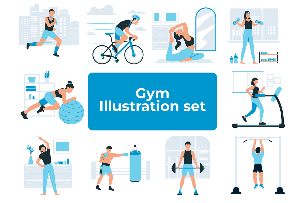 Gym Illustration Set, an Illustration by Bekeen.co