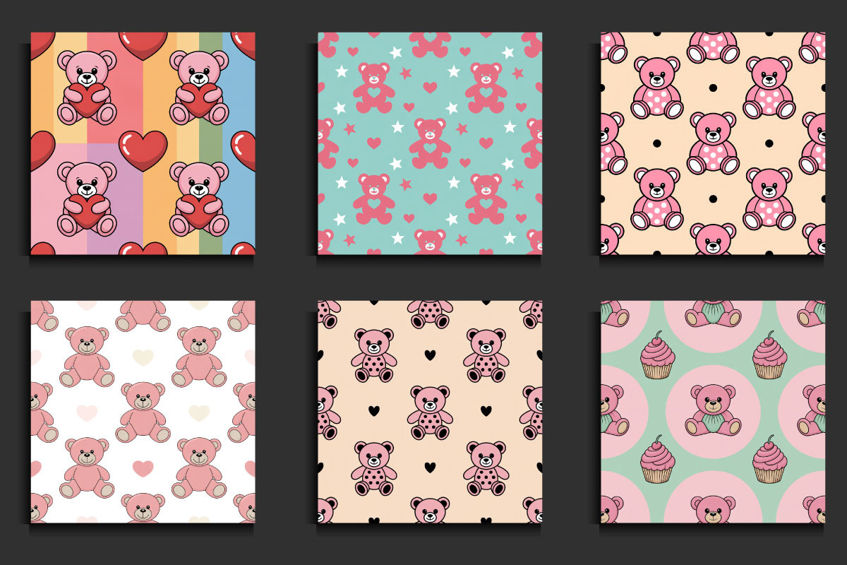 50 Pink Teddy Bear Patterns, a Pattern Graphic by protabsorkar11 (Photo 3 of 4)