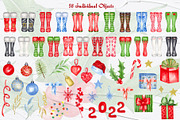 Christmas Wellington Boots Clipart, an Illustration by BarvArt (Thumbnail 2 of 6)