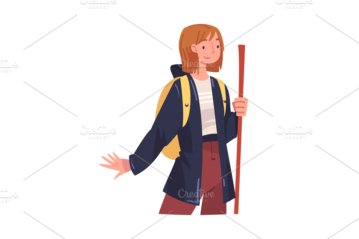 Young Woman with Pole Engaged in, a Person Illustration by TopVectors