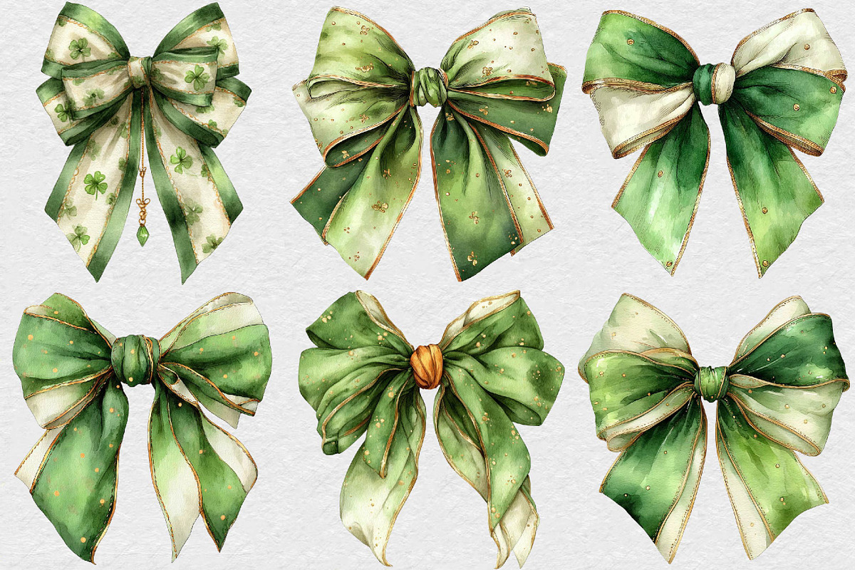 St. Patrick's Day Bow Clipart, an Illustration by DreamCafeArt (Photo 4 of 6)