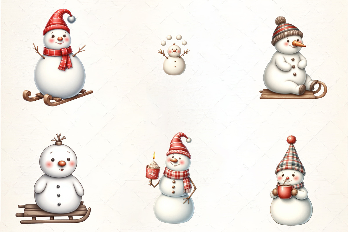Funny Christmas Snowman Clipart, an Illustration by CrexoraLab (Photo 2 of 5)
