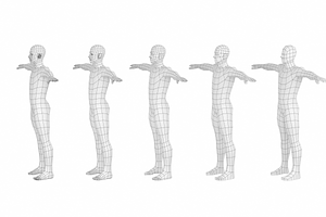 Natural Male T-Pose In 5 Topologies