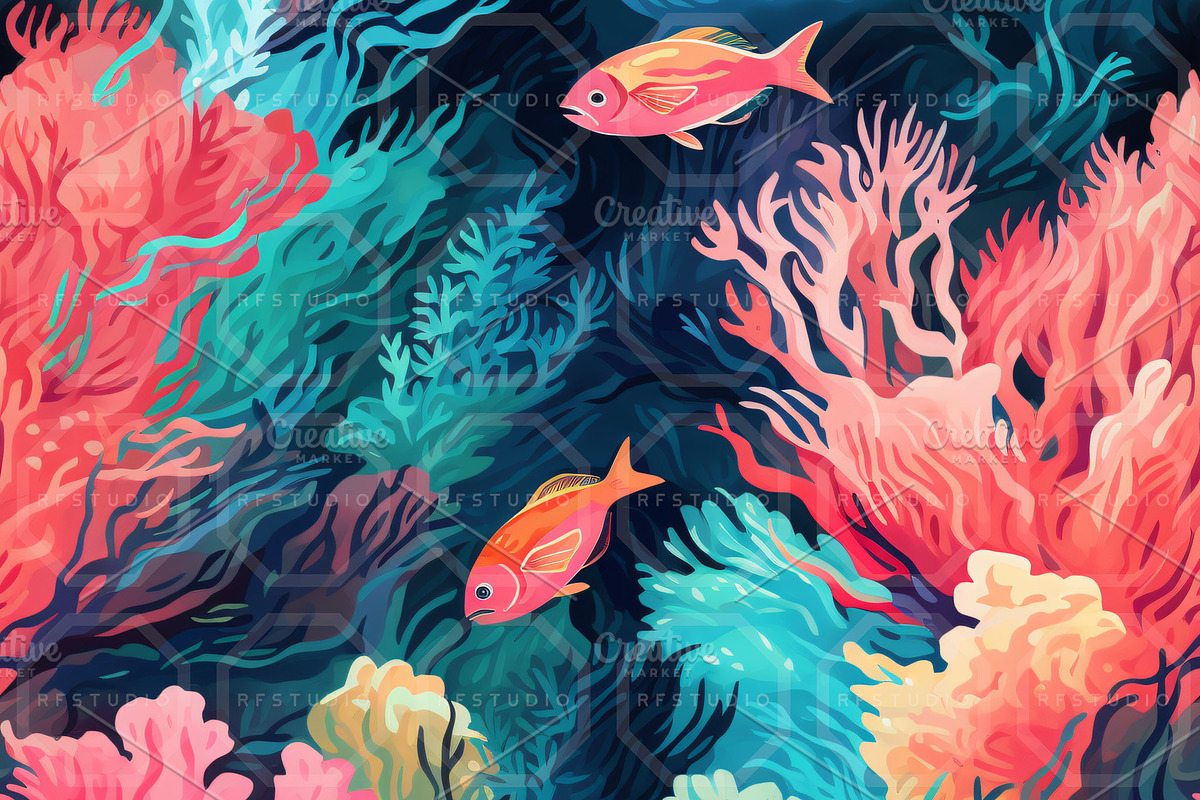 MYSTICAL REEF. Seamless Pack, a Texture Illustration by RefinedFantasyStudio (Photo 6 of 9)